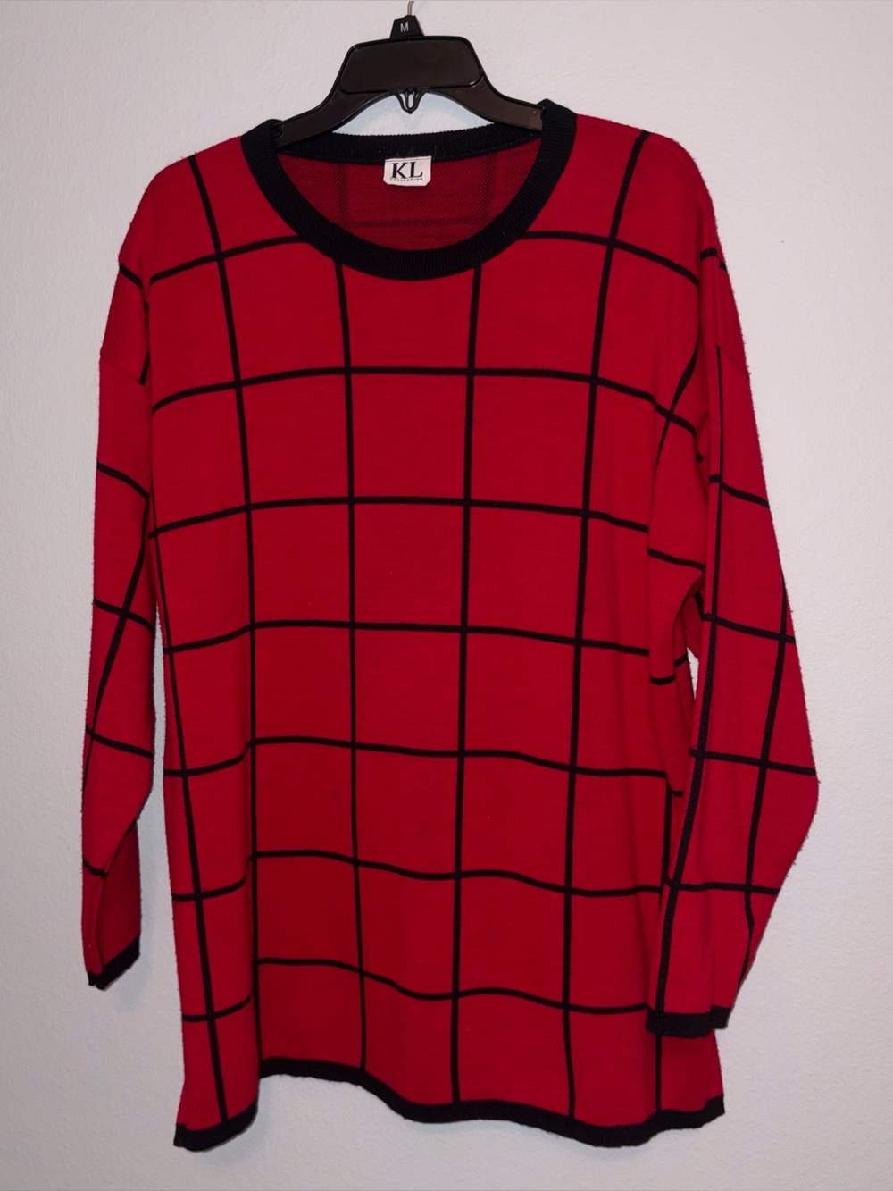 KL Collection Red and Black Crewneck Sweater Size XL